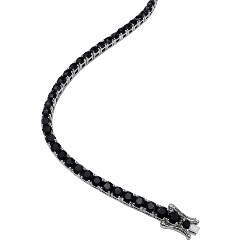 PULSEIRA RIVIERA EM OURO BRANCO COM DIAMANTES NEGROS