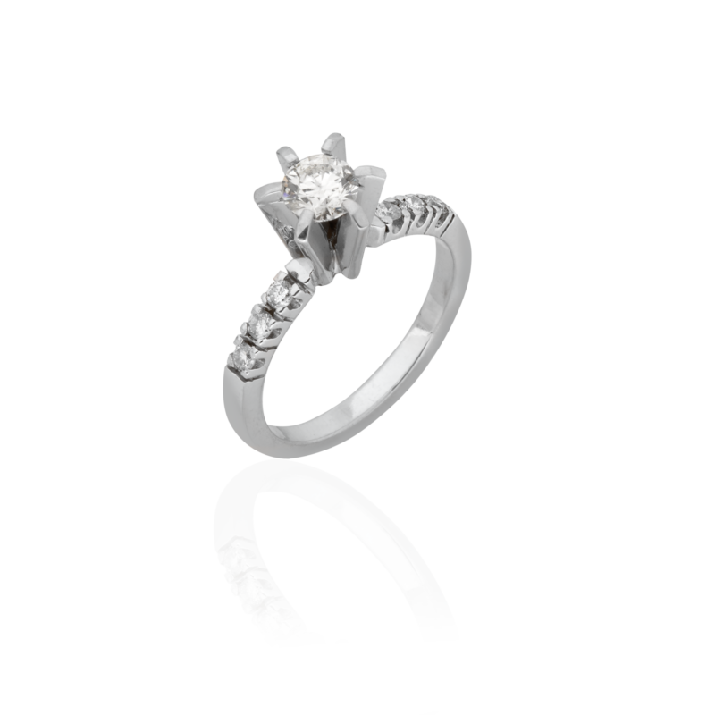 ALIANÇA DE DIAMANTE EM OURO BRANCO 18K