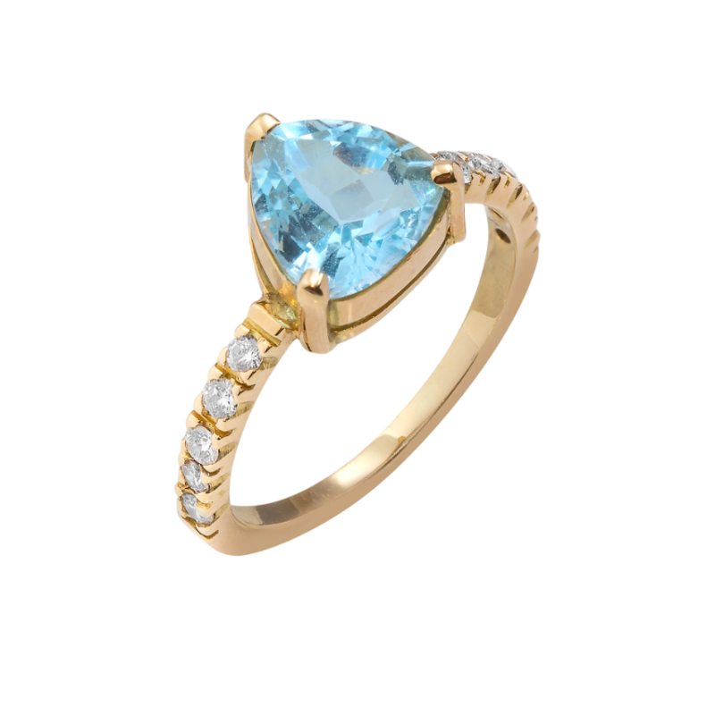ANEL EM OURO 18K COM TOPÁZIO E DIAMANTES