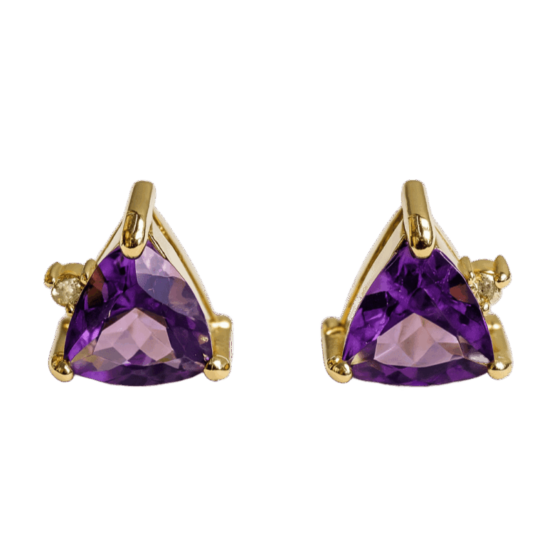 BRINCO EM OURO 18K COM AMETISTA E DIAMANTE