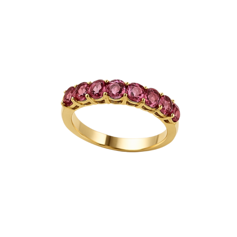 ANEL EM OURO 18K COM TURMALINAS ROSAS