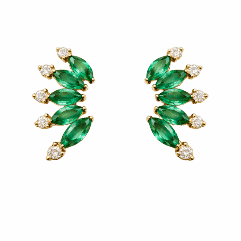 BRINCO EM OURO 18K COM ESMERALDAS E DIAMANTES