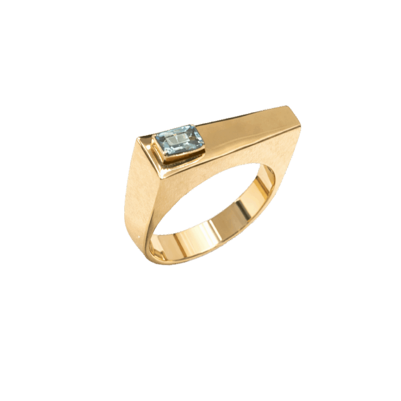 ANEL OURO 18K COM TOPÁZIO SKY