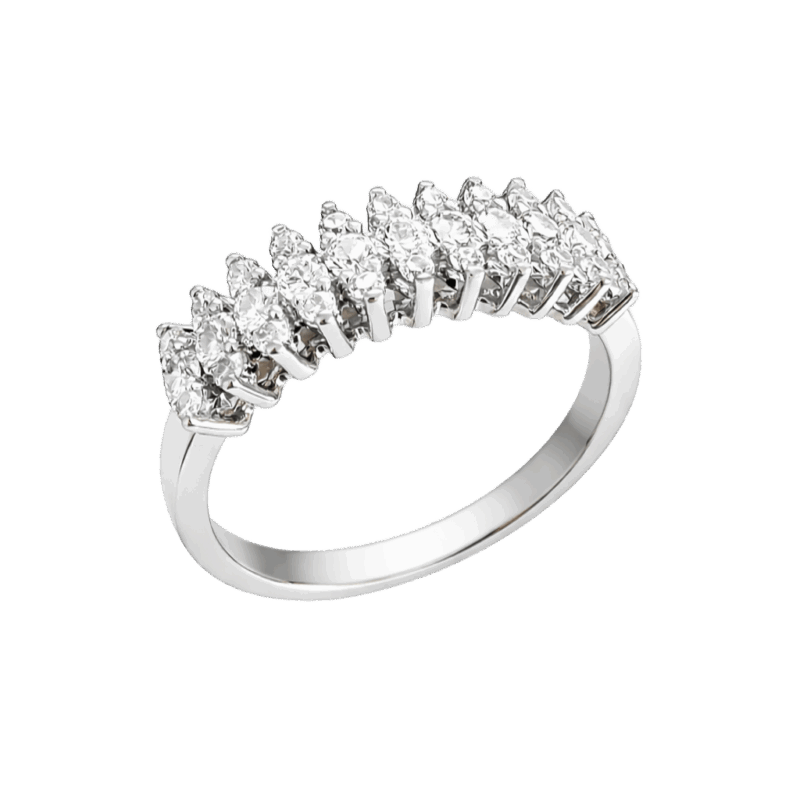 ANEL OURO BRANCO COM DIAMANTES (TOTAL 55pts)