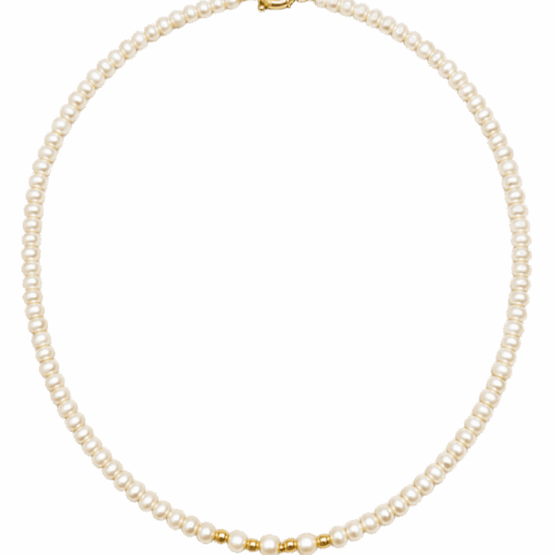 COLAR PÉROLAS COM FECHO BÓIA E ESFERAS EM OURO 18K