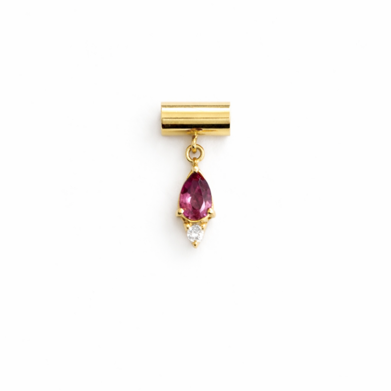 PINGENTE EM OURO 18K CANUTILHO COM TURMALINA ROSA E DIAMANTE