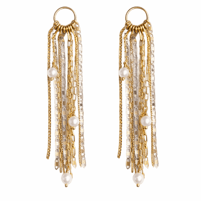 FRANJA EM OURO 18K E OURO BRANCO COM PÉROLAS