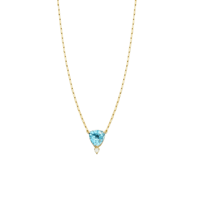 COLAR EM OURO 18K COM TOPÁZIO SKY E DIAMANTE