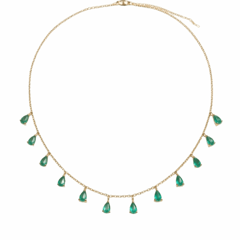 COLAR EM OURO 18K COM ESMERALDAS GOTAS