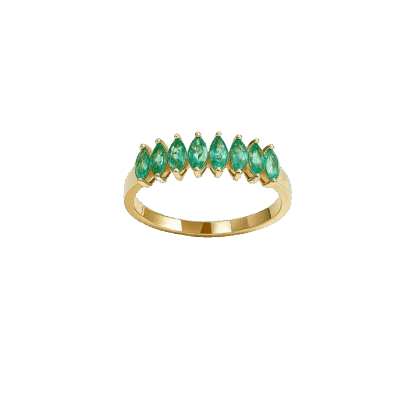 ANEL EM OURO 18K COM ESMERALDAS