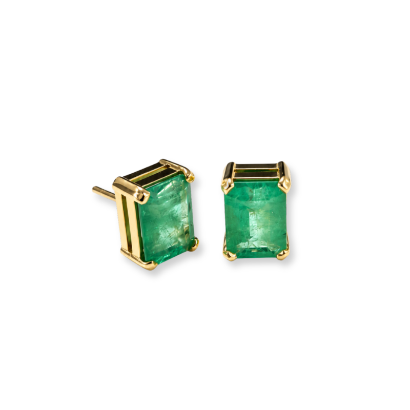 BRINCO EM OURO 18K CAIXINHA DUPLA COM ESMERALDA