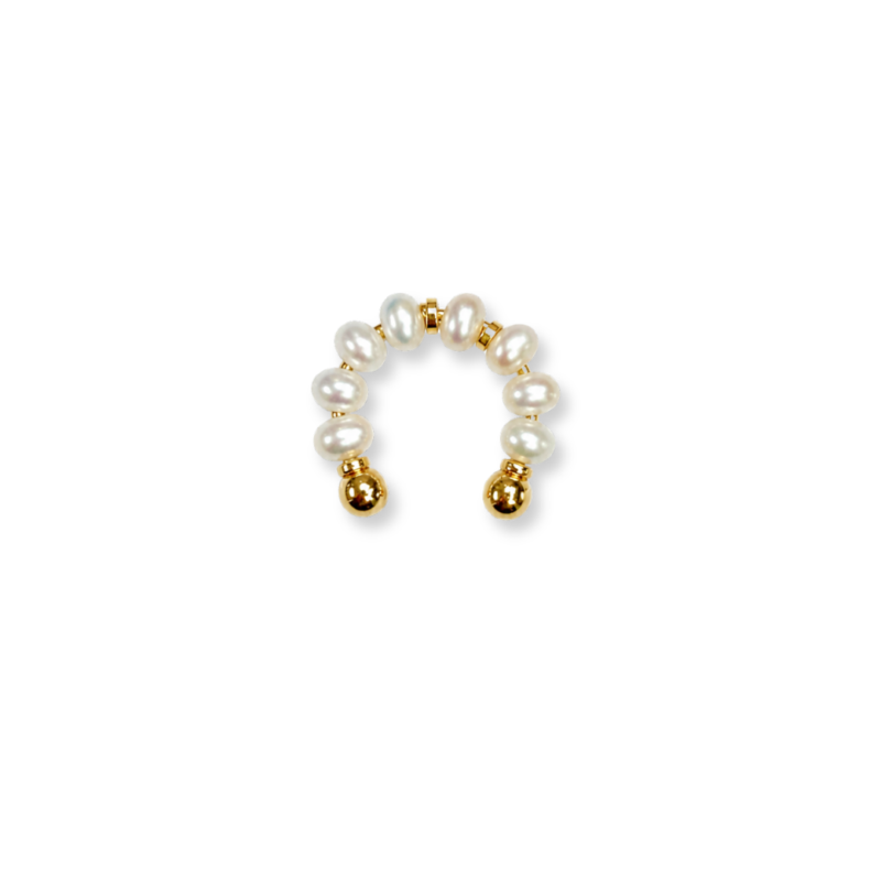 PIERCING DE PÉROLAS NATURAIS COM ESFERAS EM OURO 18K