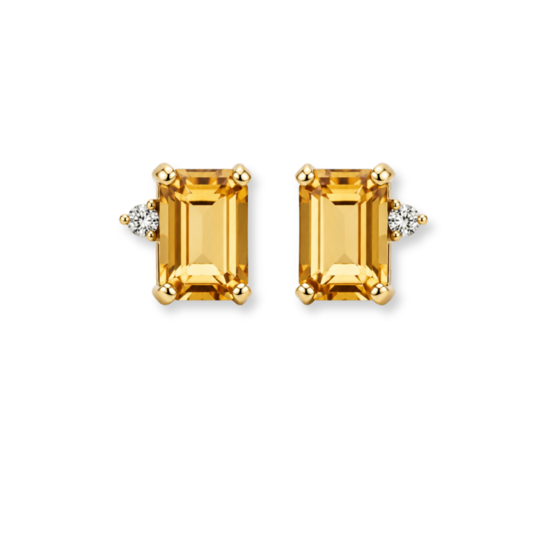 BRINCO CITRINO EM OURO 18K COM DIAMANTE