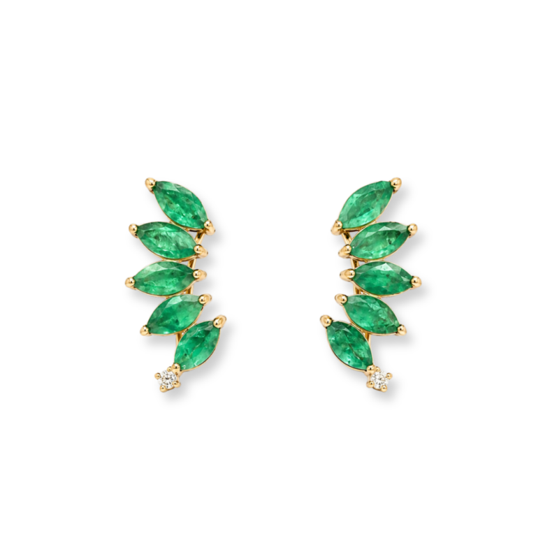 BRINCO EARCUFF ESMERALDA COM DIAMANTE